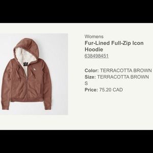 Fur-lined Full Zip Icon Hoodie - Terracotta brown